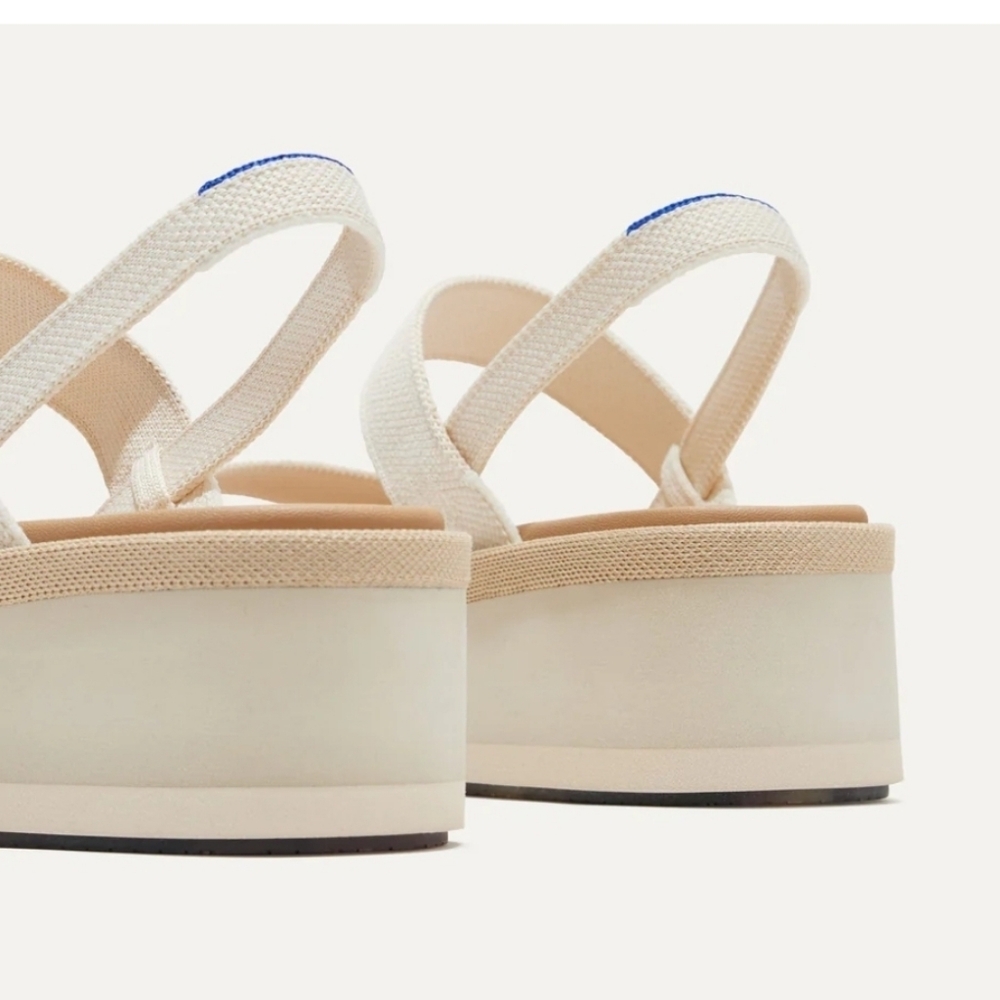Rothy's Salt The Lightweight Wedge Sandal Cream and Tan Platform Sandals Sz 10 - Picture 5 of 16